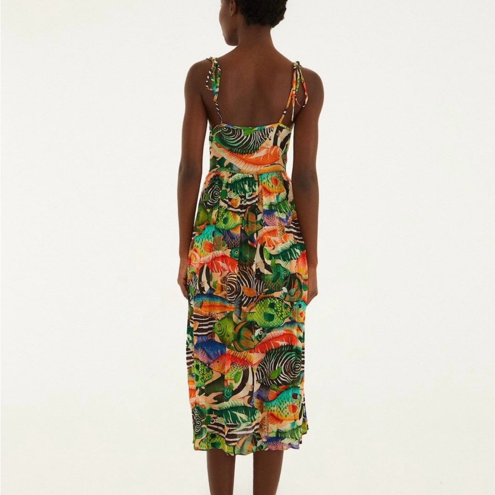 Farm Rio Multicolor Fish Sea Sleeveless Midi Dress NWT - Picture 3 of 4